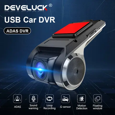 Develuck ADAS USB DVR Camera For Car DVD Android Player Dash Cam Full HD Navigation Head Unit Auto Audio Voice Alarm G-Shock