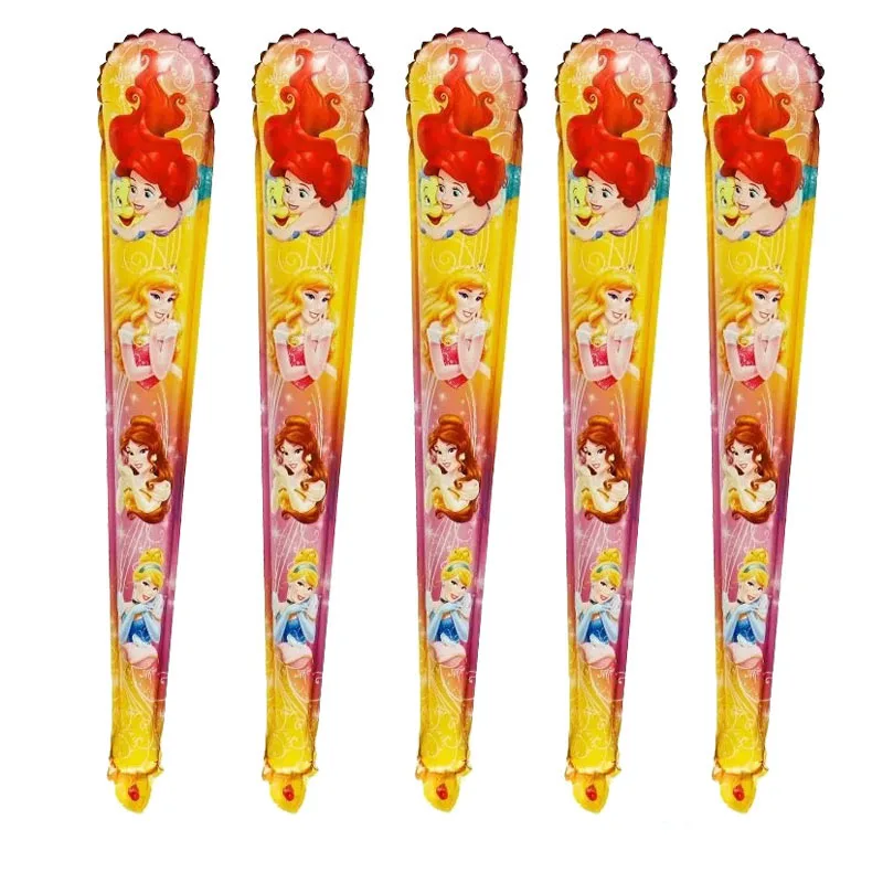 5/10PCS Disney Cartoon Hand Held Stick Balloon Set Frozen Mermaid Princess Spiderman Mickey Kid Toy Birthday Party Decoration