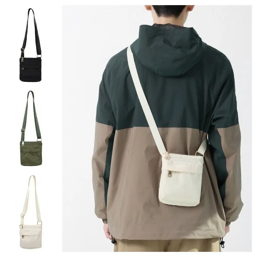 

Multifunctional Crossbody Phone Pouch Handheld Korean Style Nylon Shoulder Bag Street Style Solid Color Men Square Bag Business