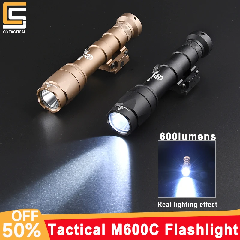 

WADSN Tactical M600 M600C Metal Flashlight Hunting White LED Scout Light 600 Lumen Air Gun Accessories Suitable For 20mm Rail