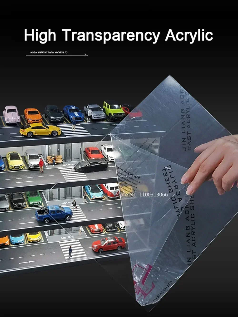 1:64 Parking Lot Scene Car Model Double Deck Storage Box Toy Garage Transparent Dustproof Built-In Light Parking Collection Gift