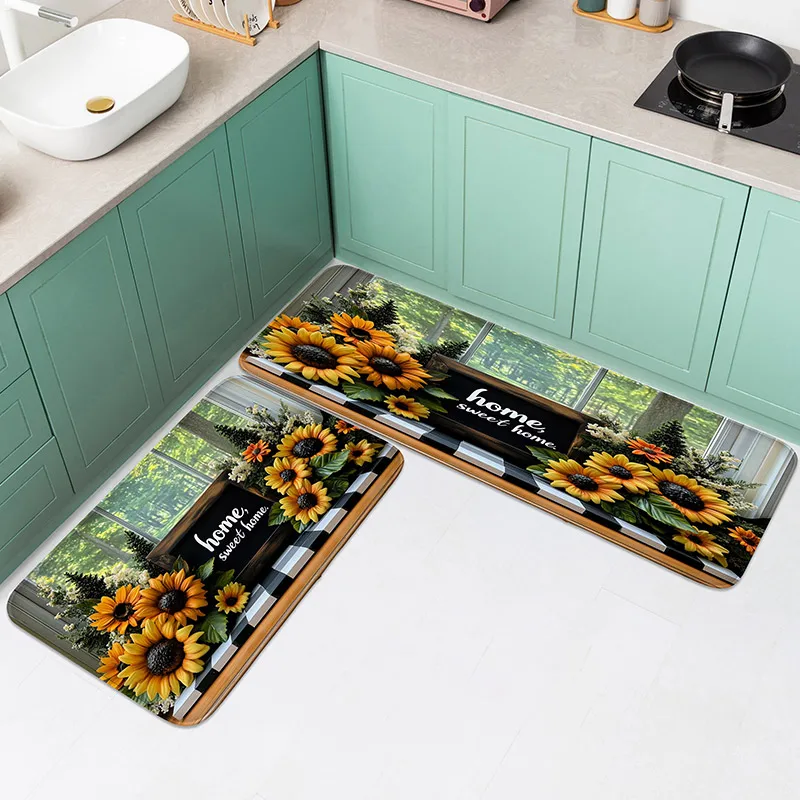

Sunflower Kitchen Absorbent Non slip Mat Home Decoration Mat Flannel Door Mat Machine Washable/Hand Washable