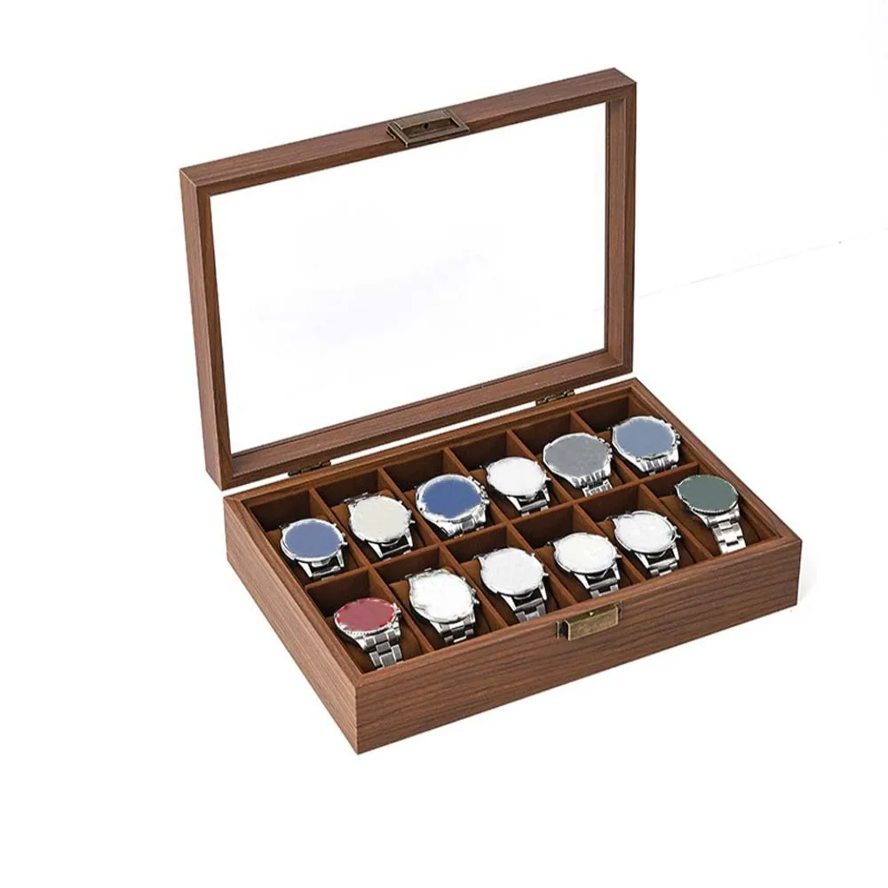

1/2/3/6/10/12 Slots Watch Storage Box Soft Watch Pillow Walnut Wood Watch Display Box Chinese Style Transparent Glass