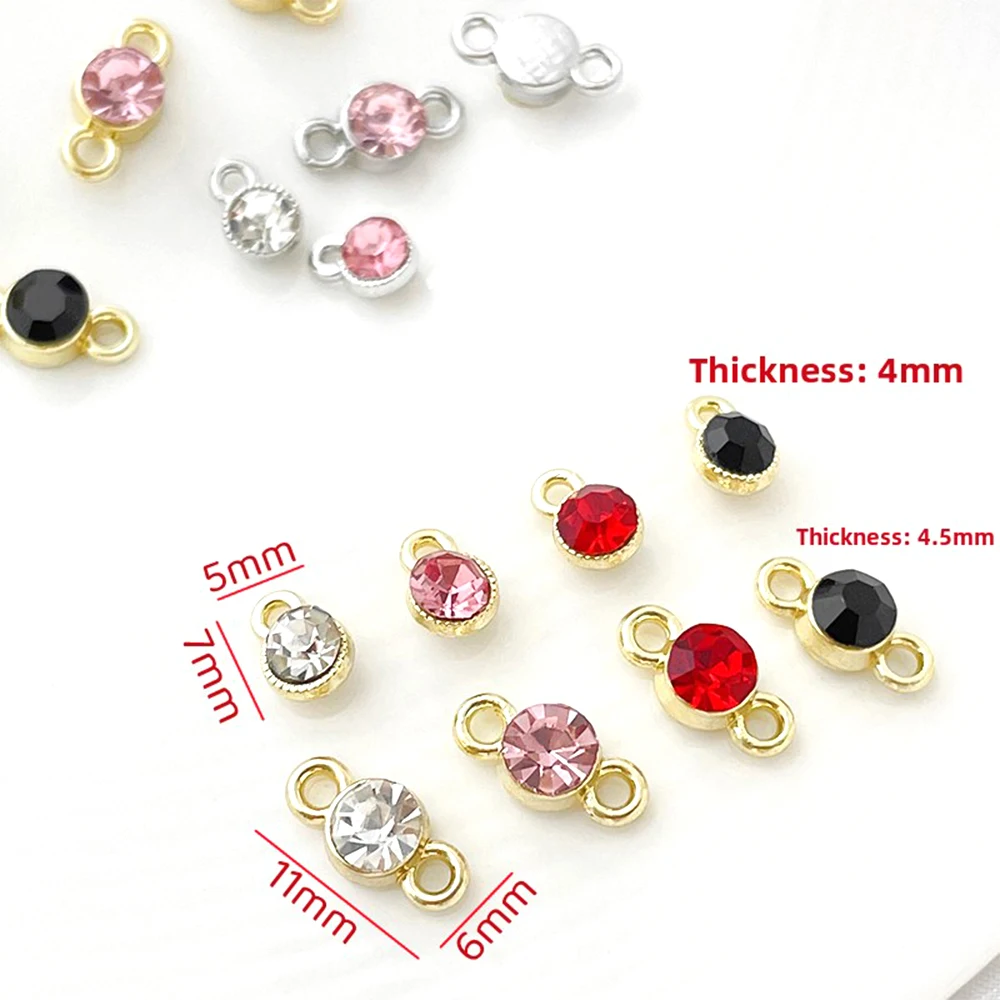 20 Pieces Alloy Material Zircon Inlaid Hanging Ring Pendant DIY Makes Fashionable Jewelry Necklace Bracelet Accessory Materials
