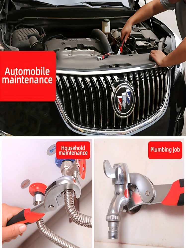 AliExpress NONE 2Pcs Multifunctional Wrench Set, Self-Tightening Adjustable Spanner with Non-Slip Handle for Universal Home Auto Bike Repair