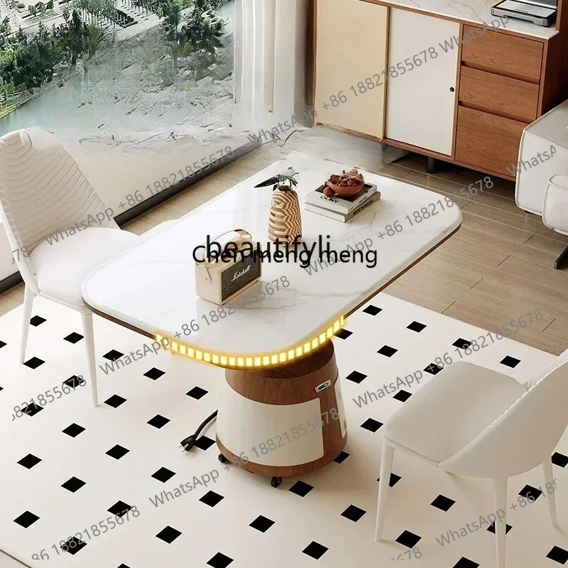 Z10Lifting and folding tea table, dining table, dual-purpose living room, multi-function rotatable, mobile personalized creati