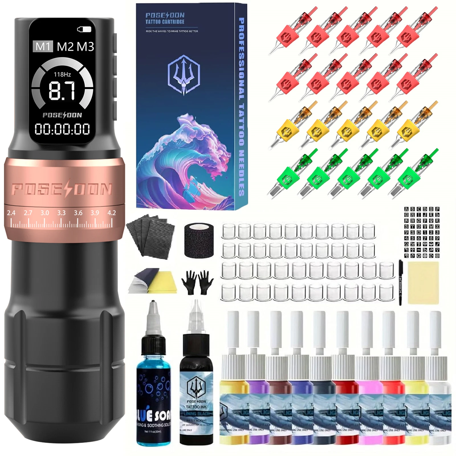 Tattoo Kit POSEIDON V4 Einstellbare Tattoo Stift Kit Für Permanent Make-Up Tattoo Maschine Kit