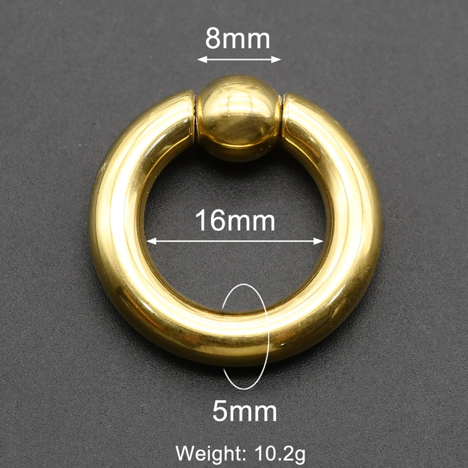 Large Gauge Surgical Steel Septum Piercing Nose Ring, Captive Bead