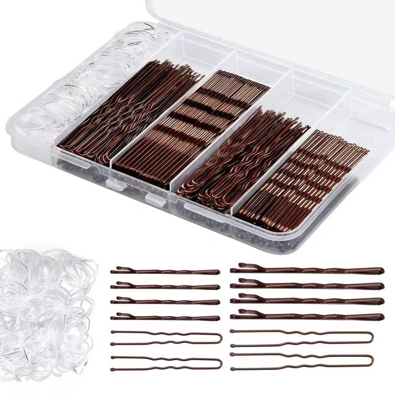 

300 Pcs Hair Pins Kit with Storage Box, Non-Slip Bobby Pins, Invisible Hair Ties for All Hair Types
