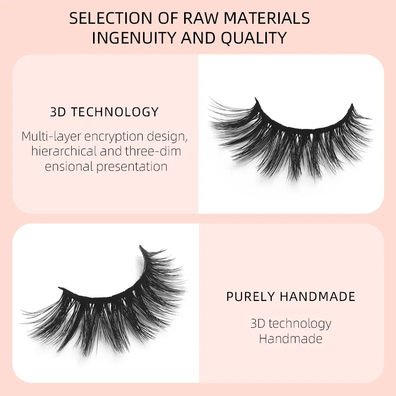 ثلاثية الأبعاد تأثير المنك الرموش الصناعية مظهر طبيعي خفيفة الوزن ومريحة رشاقته الرموش تمديد أداة مستحضرات التجميل