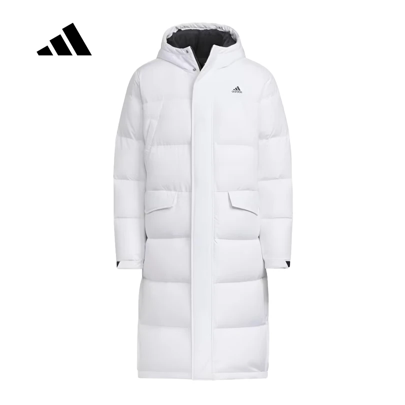 

Зимняя теплая пуховая куртка средней длины с капюшоном adidas унисекс, однотонная, повседневная, универсальная, IV7559