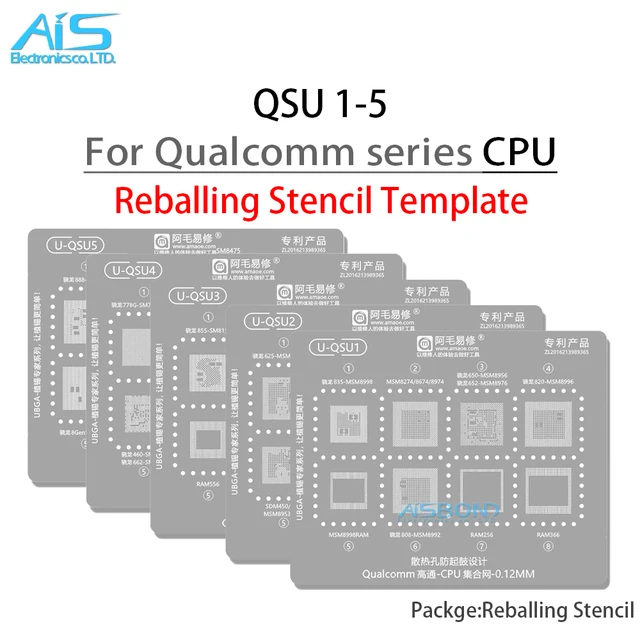 U-QSU1-6 BGA Reballing Stencil dla procesorów serii Qualcomm SM8350 SM8250 SM8475 SM7325 SM7125 SM7350 SM8150 SM7250 SM8750 SM8635 Net