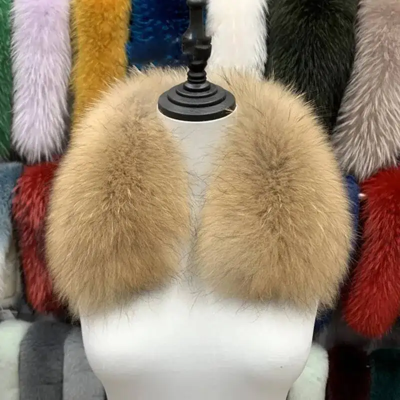 Real Raccoon Fur Collar For Women Winter Thick Neck Warmer Fur Scarves Natural Fur Collar Keep Warm Coat Jacket Fur Shawl - view 4