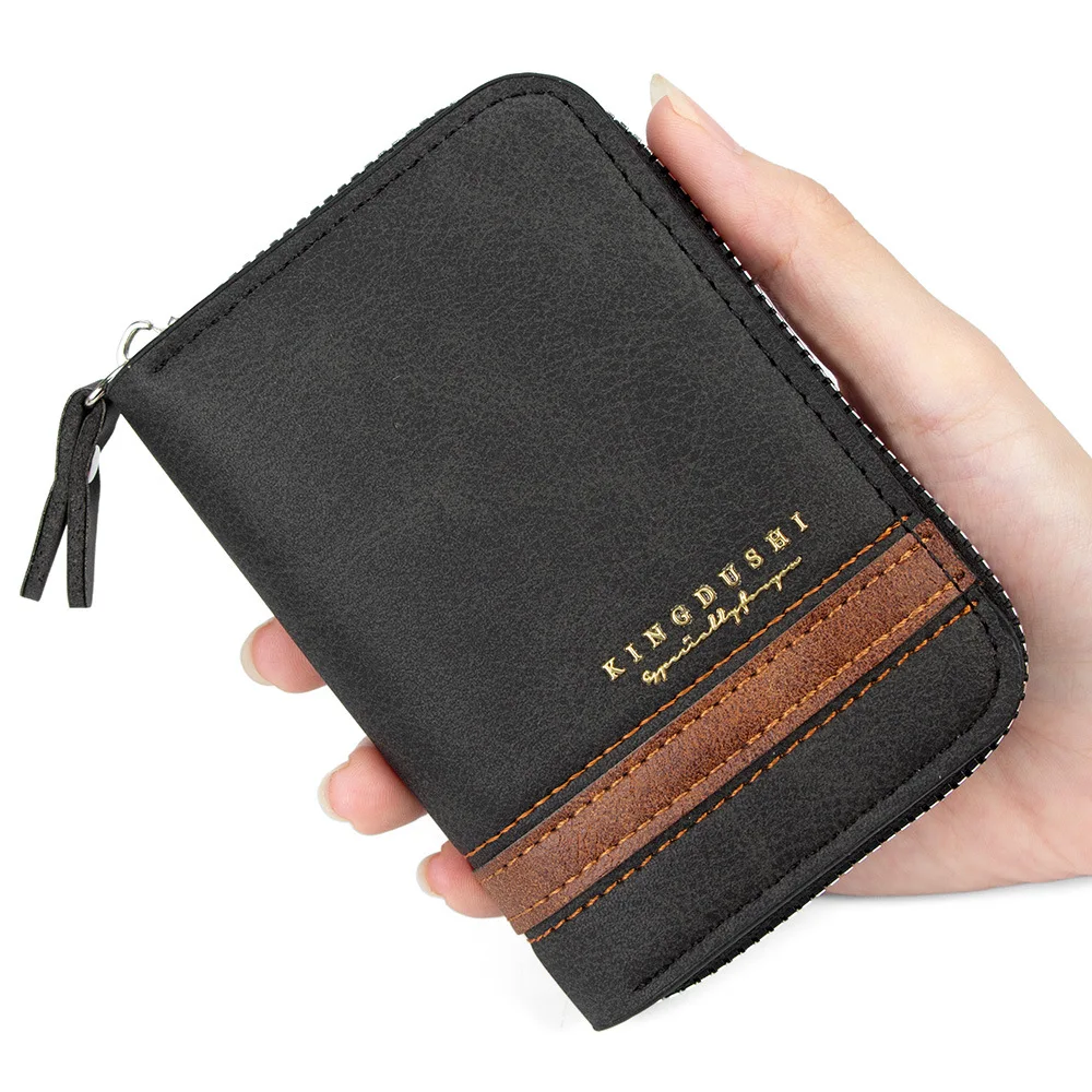 Dompet pendek pria dengan desain warna yang berbeda, kapasitas besar, multi-kartu, multi-fungsi, ringan, retro, dan dapat dilipat.