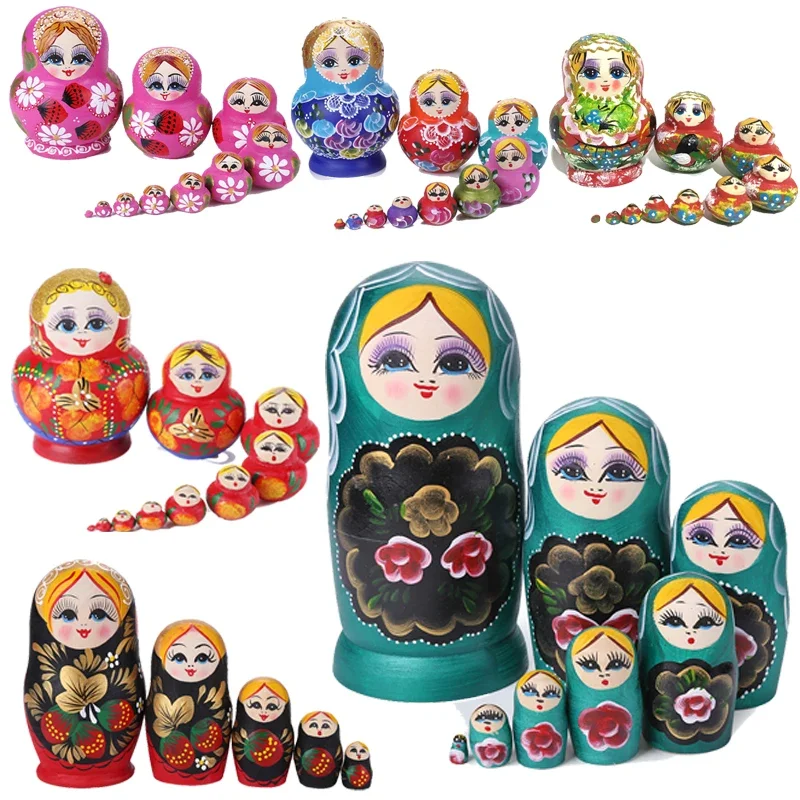 Strawberry Girls Matryoshka Doll Wooden Snowman Russian Nesting Dolls for Kids Brithday Christmas Gifts Children's Day Gifts