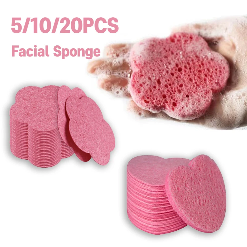 5/10/20PCS Facial Cleansing Sponge Pad Reusable Compression Water Absorption Pore Exfoliating Mask SPA Massage Makeup Removal