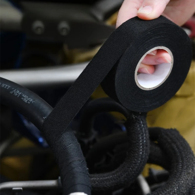 3 قطع من شريط الفانيلا الأسود المقاوم للاهتراء ومقاوم لدرجات الحرارة العالية، شريط أسلاك السيارات