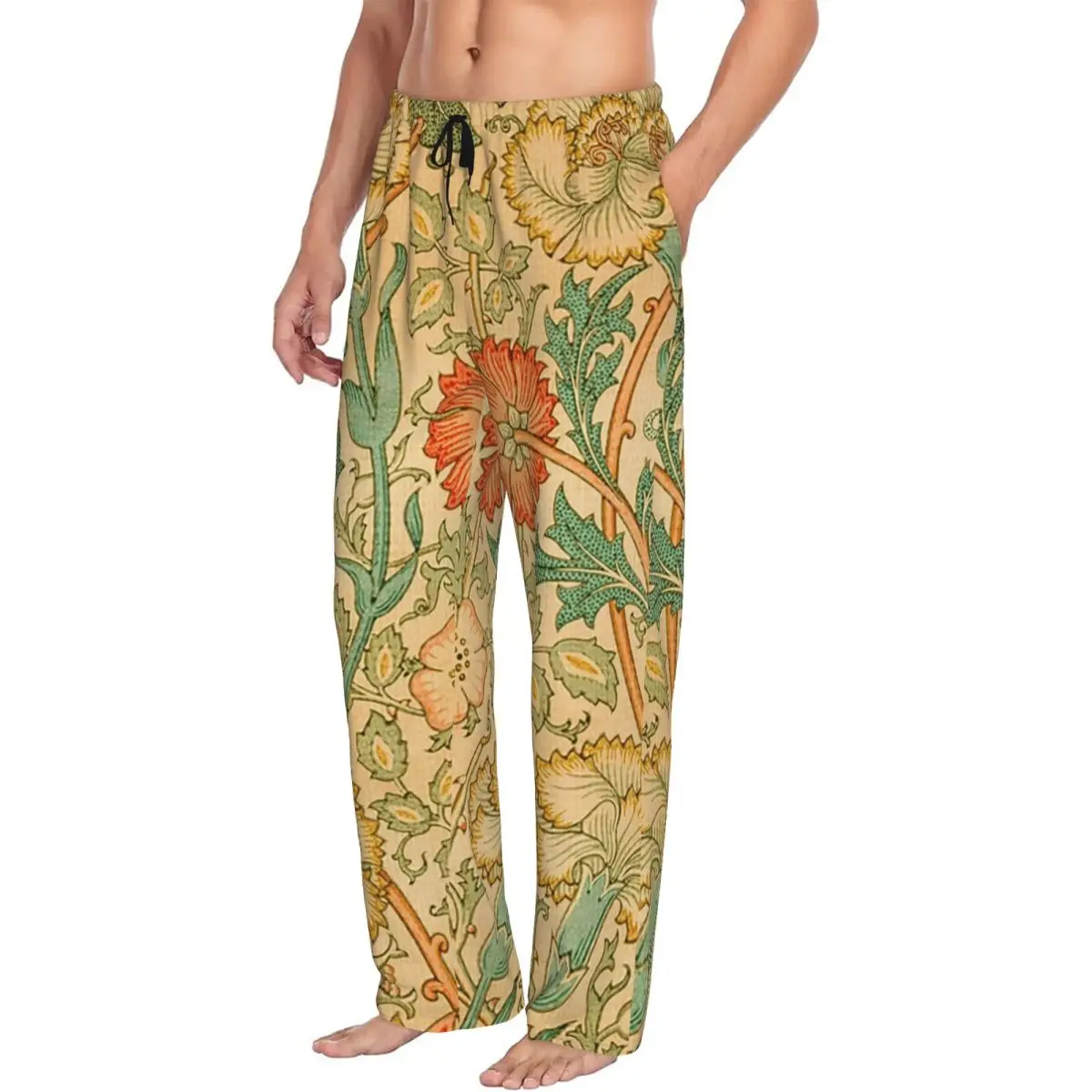 

Мужские пижамные штаны на заказ Pink And Rose от William Morris 1890, одежда для сна с карманами