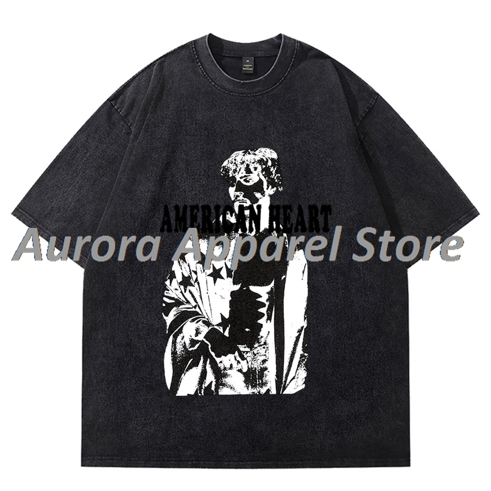 

Benson Boone Portrait Wash T-Shirts American Heart Merch Women Men Cotton Short Sleeve Tee