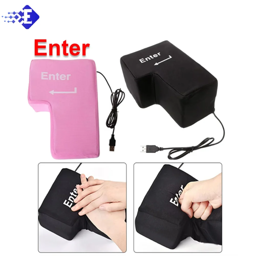 Anti-Stress Computer Huge Enter Key Big USB Keyboard Vent Button Pillow Desktop Stress Reliever Cushion USB Big Enter Key