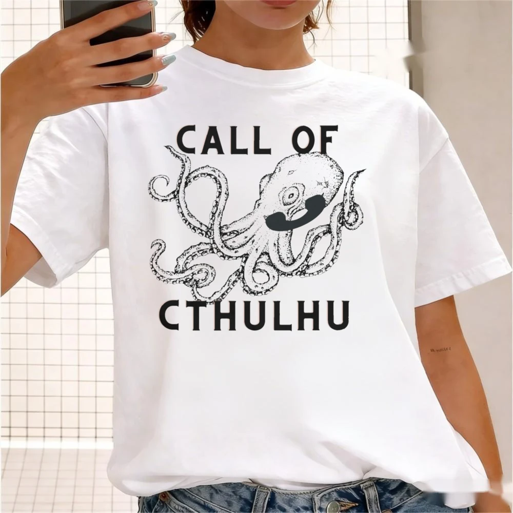 Call of Cthulhu Octopus Phone Shirt Women Men Unisex Summer Cotton Tee Vintage Cthulhu Lover Gift Tshirt Casual Daily Outfit