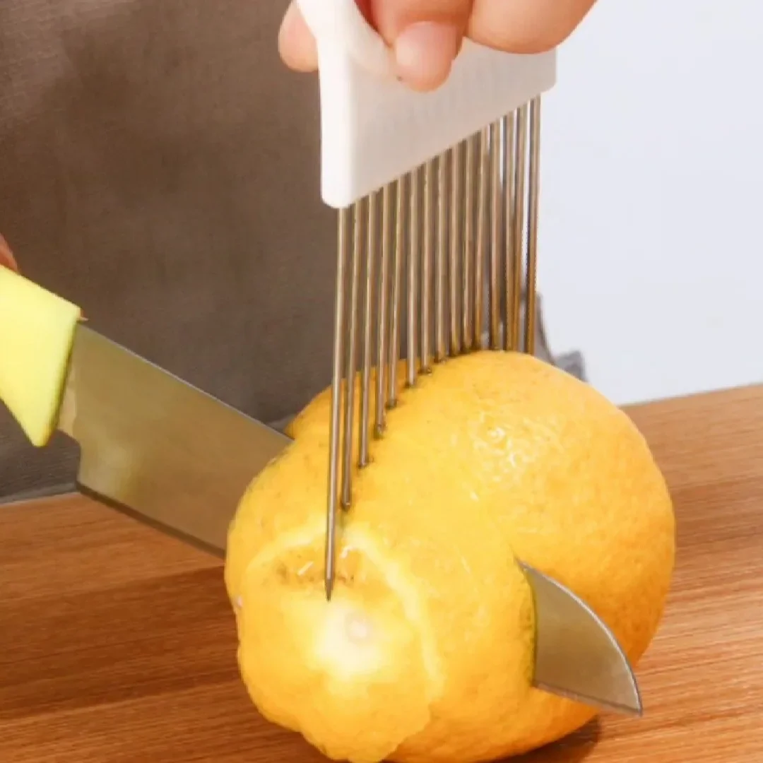 Colorful Onion Slicer Holder, Stainless Steel Potato Chip Chopping Assistant for Effortless Kitchen Cutting