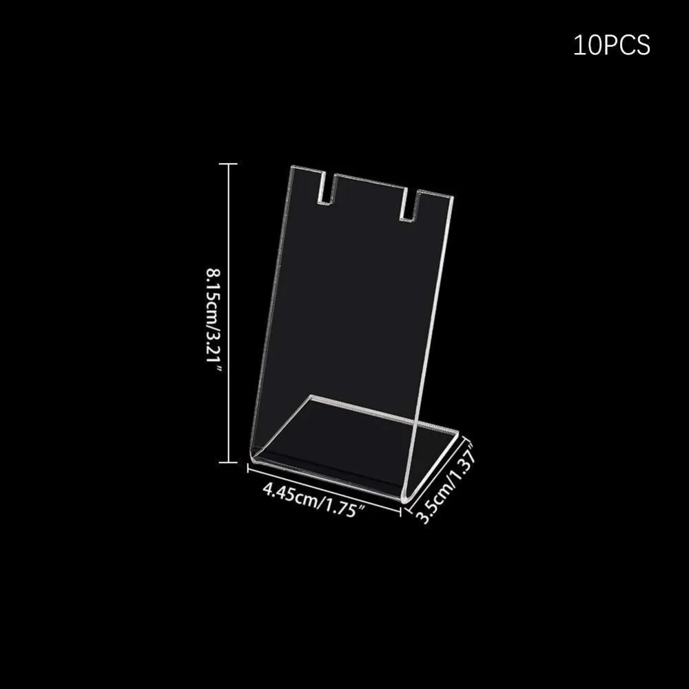 10pcs Creative Acrylic Display Stand Clear Dangling Slant Back Display Rack Earring Organizer Props Show