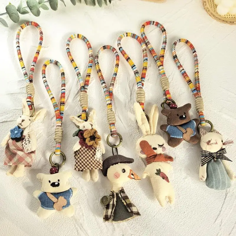 Handmade Key Ring Adorable Cartoon Animal Keychain Fashion Key Chain Handcrafted Fabric Animal Pendant For Decoration Backpack