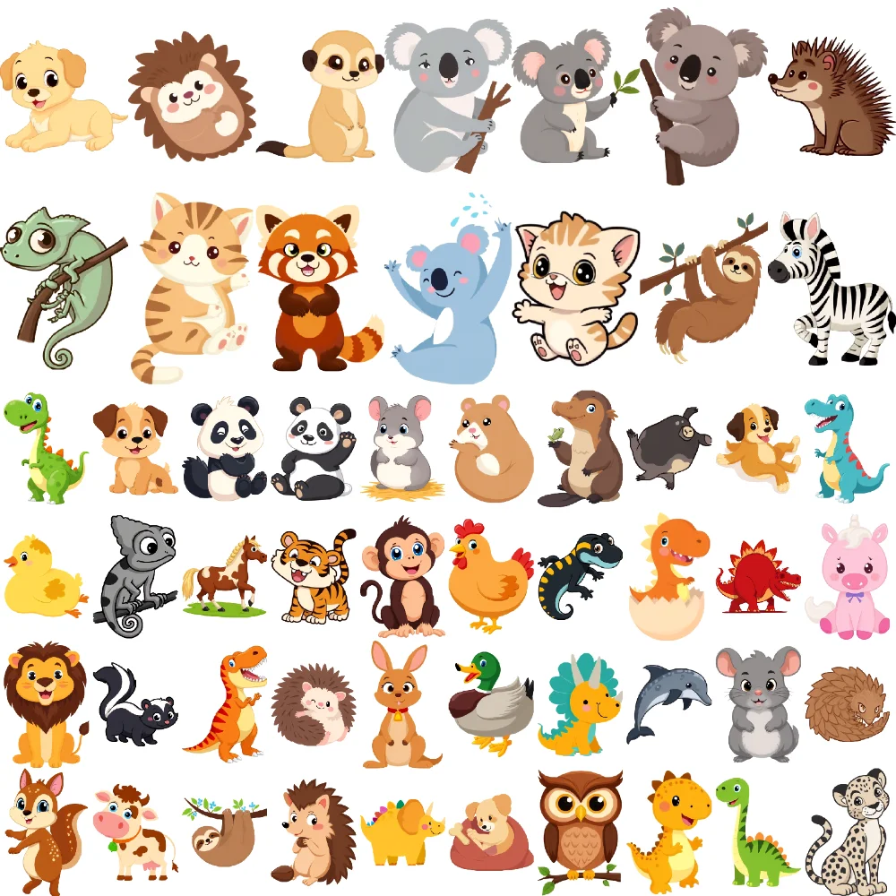 

54pcs Temporary Tattoo Cartoon Dinosaurs Dolphins Pandas For Children Arms Girls