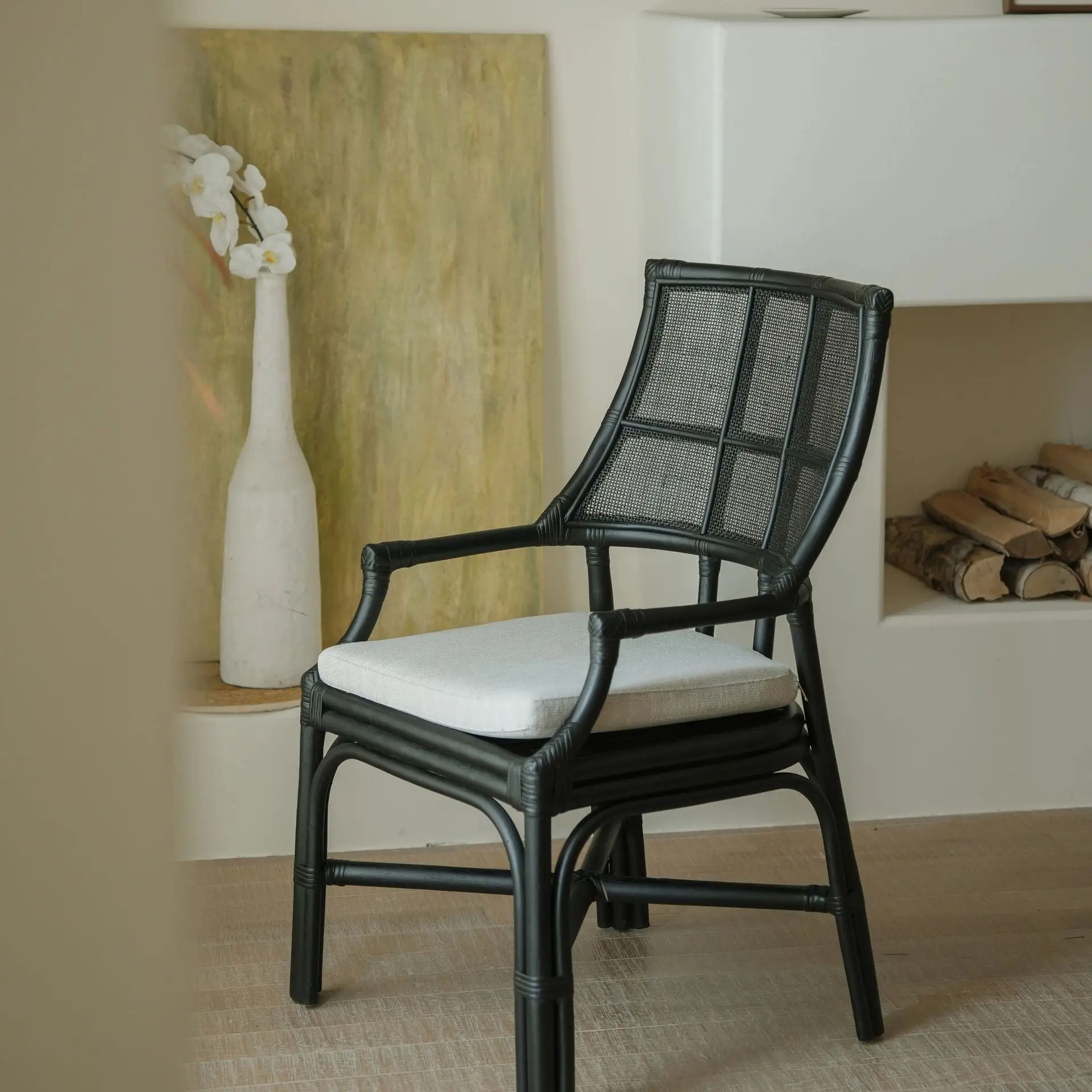 

Natural rattan leisure chair dining chair single home living room homestay home designer