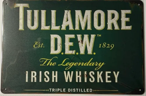 Tullamore Dew Irish Whiskey Vintage, señal de Metal novedosa, 12 "x 8", arte de pared