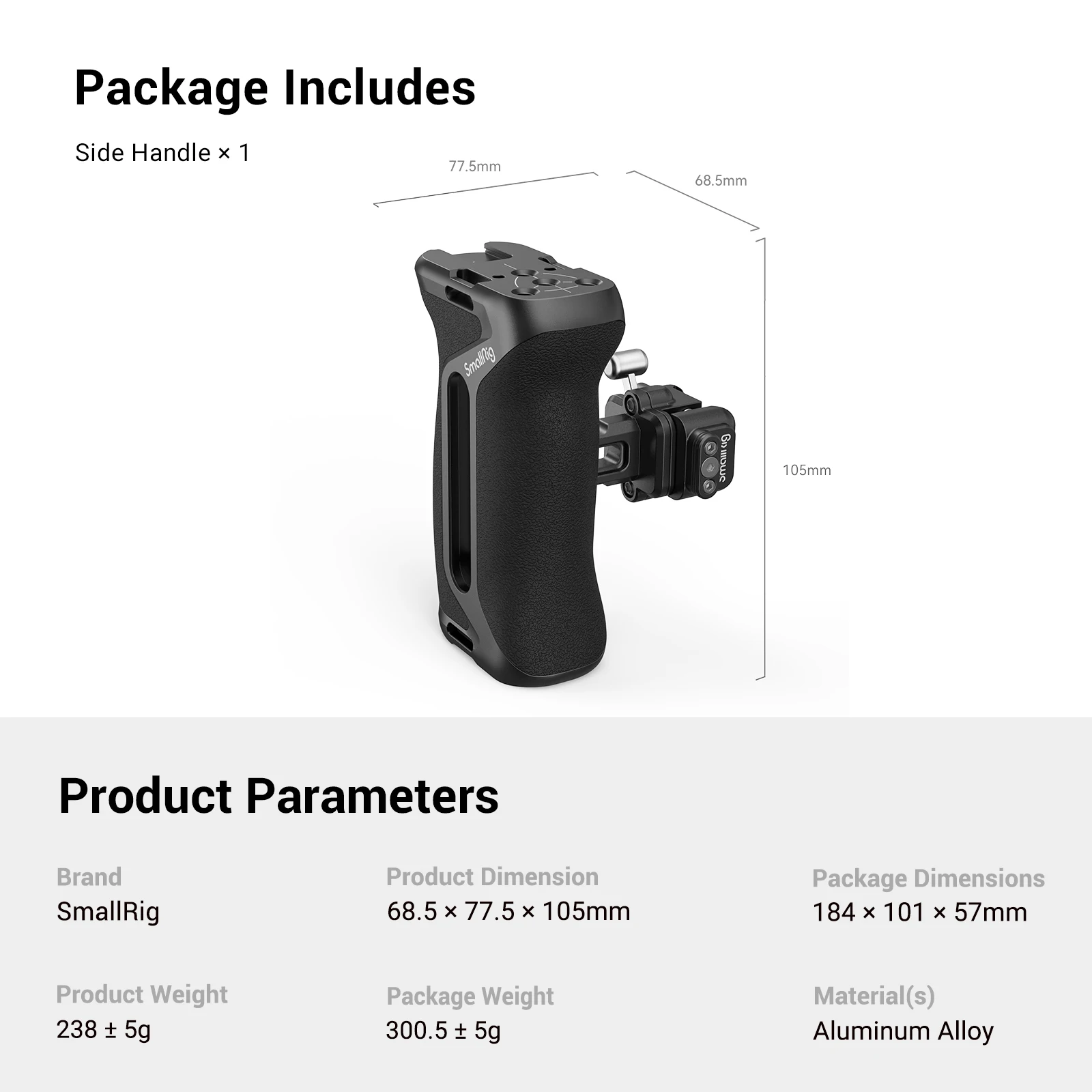 Smallrig Quick Lock Nato Top Camera Handvat Back/Vooruit Verstelbare Handvat W Koud Schoen 1/4 ''-20 Draad gat Voor Arri-4175
