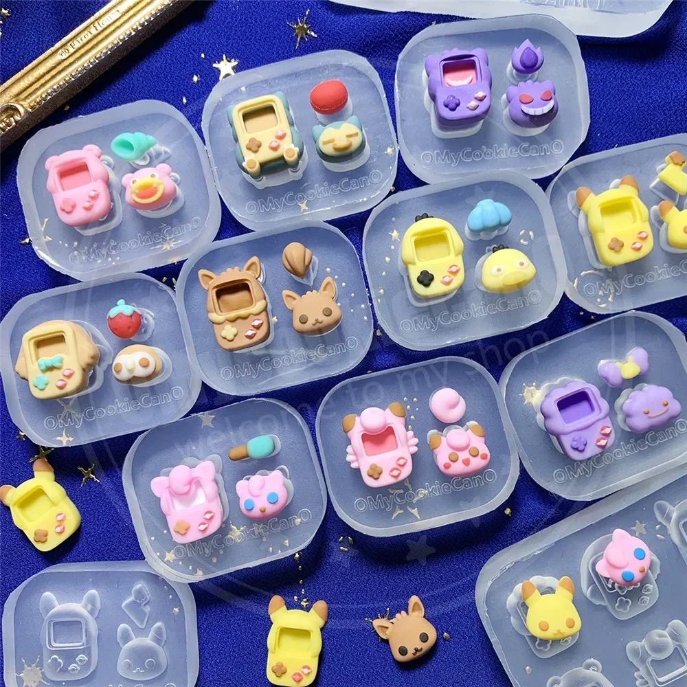 Transparent Resin Drip Film Mold Super Cute Mini Shaker Mold Mini Game Machine Transparent Silicone for Pokemon Peripheral