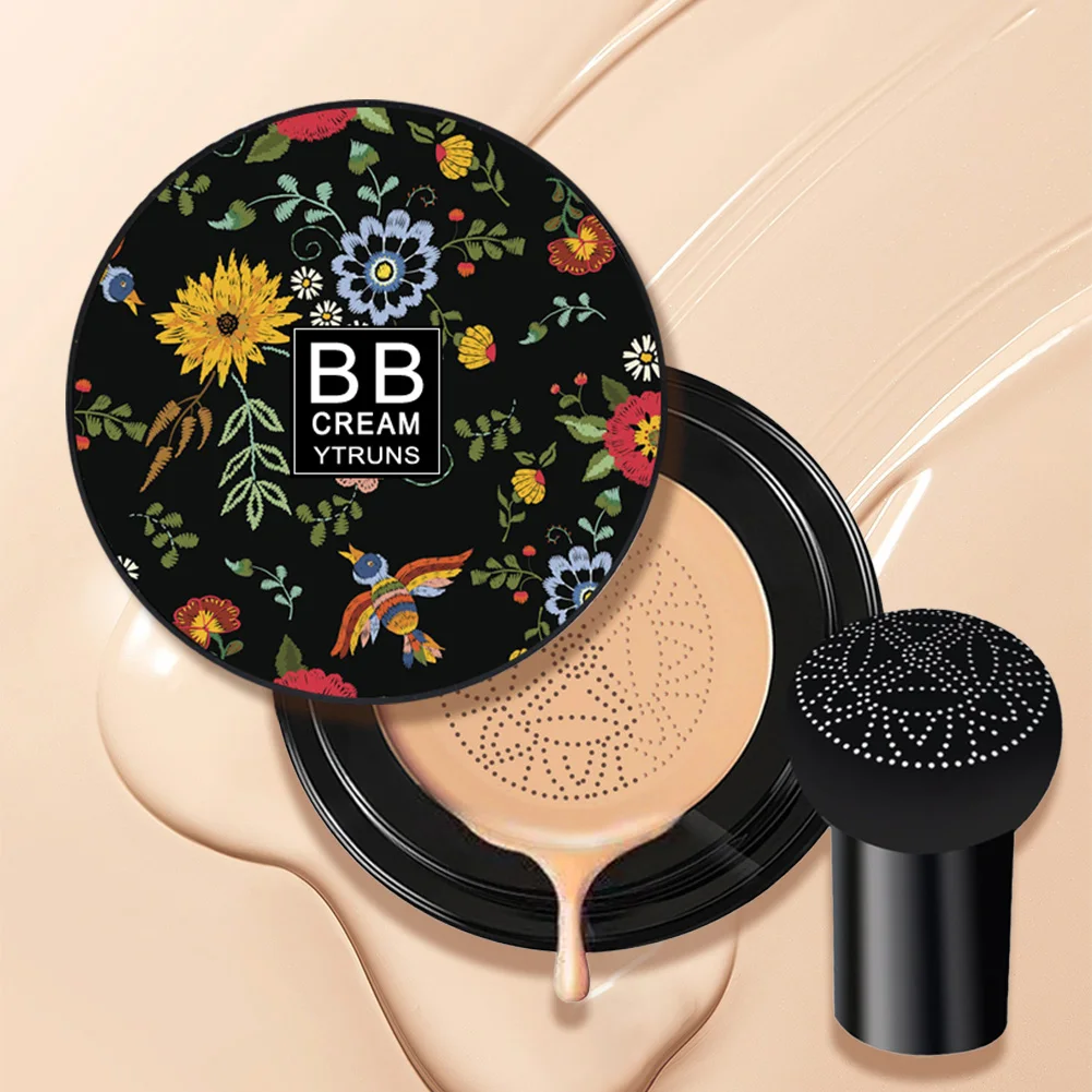 Mushroom Head Air Cushion BB Cream, Moisturizing Concealer Foundation, Brightening Natural Nude Makeup with Mushroom Puff