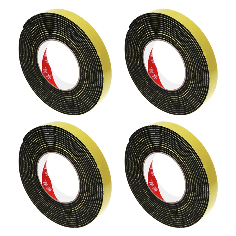 New4pcs 5M Black Single Sided Self Adhesive Foam Tape Closed Cell 20Mm Wide X 3Mm Thick