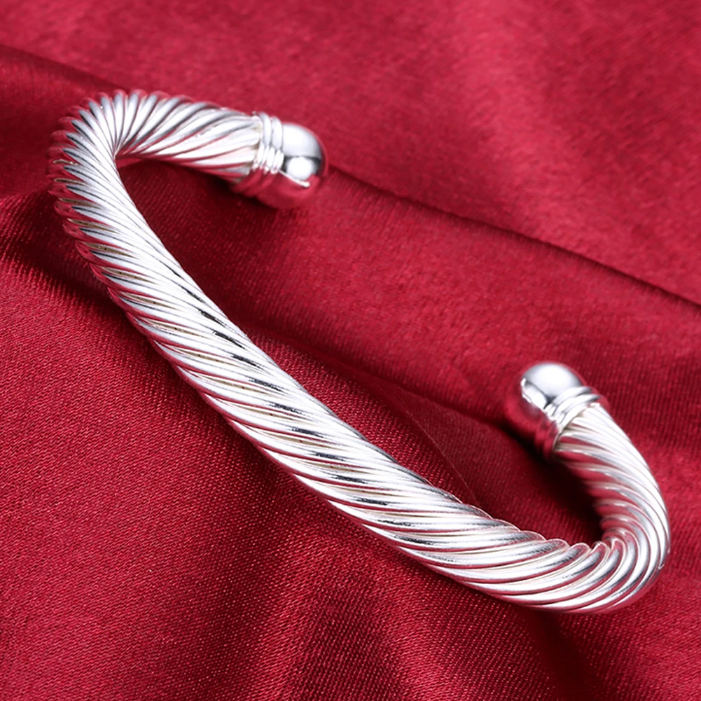 925 Sterling Silver Twisted tali gelang gelang untuk wanita pernikahan mewah perhiasan aksesoris barang murah dengan gratis pengiriman