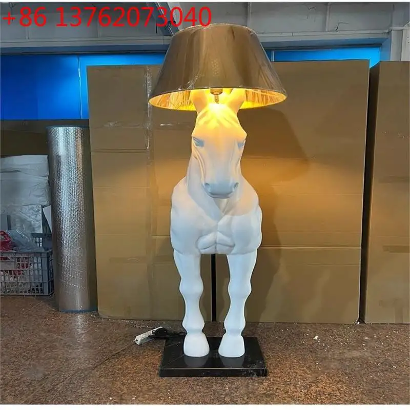 Light luxury horse head sculpture wall lamp hotel lobby entrance Nordic decorative ornament floor lamp