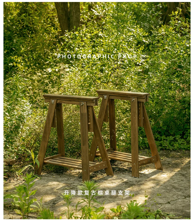 Rustic Wood Table Legs for Outdoor Photo Prop Stool Feet Vintage Workstation Base Industrial Photography Background Setting