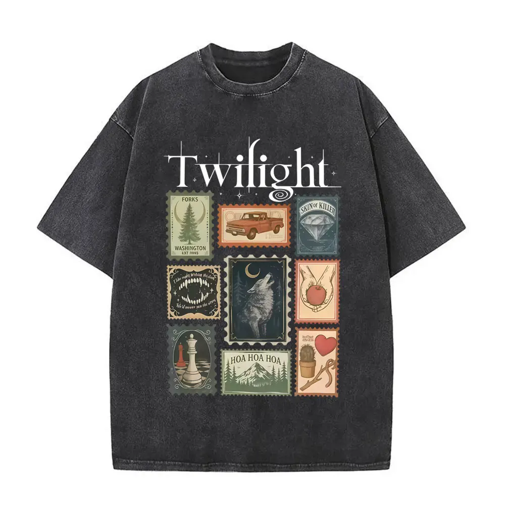 Gewaschenes Vintage-T-Shirt mit Twilight-Motiv für Buchliebhaber, Vampir Edward Cullen, Merch-T-Shirt, Wolf Jacob Black T-Shirt, Robert Pattinson T-Shirts