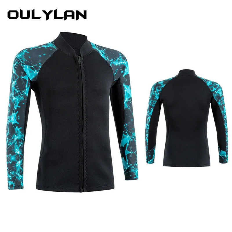 Oulylan Diving Suit Neoprene Women Long Wetsuit Sleeve Jacket Scuba Surf Snorkeling Fishing Spearfishing Equipment for Men 2MM