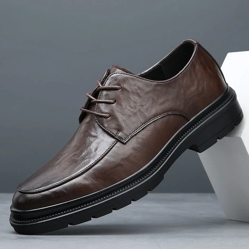 Men's shoes new spring and autumn British style leather shoes men's business dress big head cowhide work non-slip casual shoes