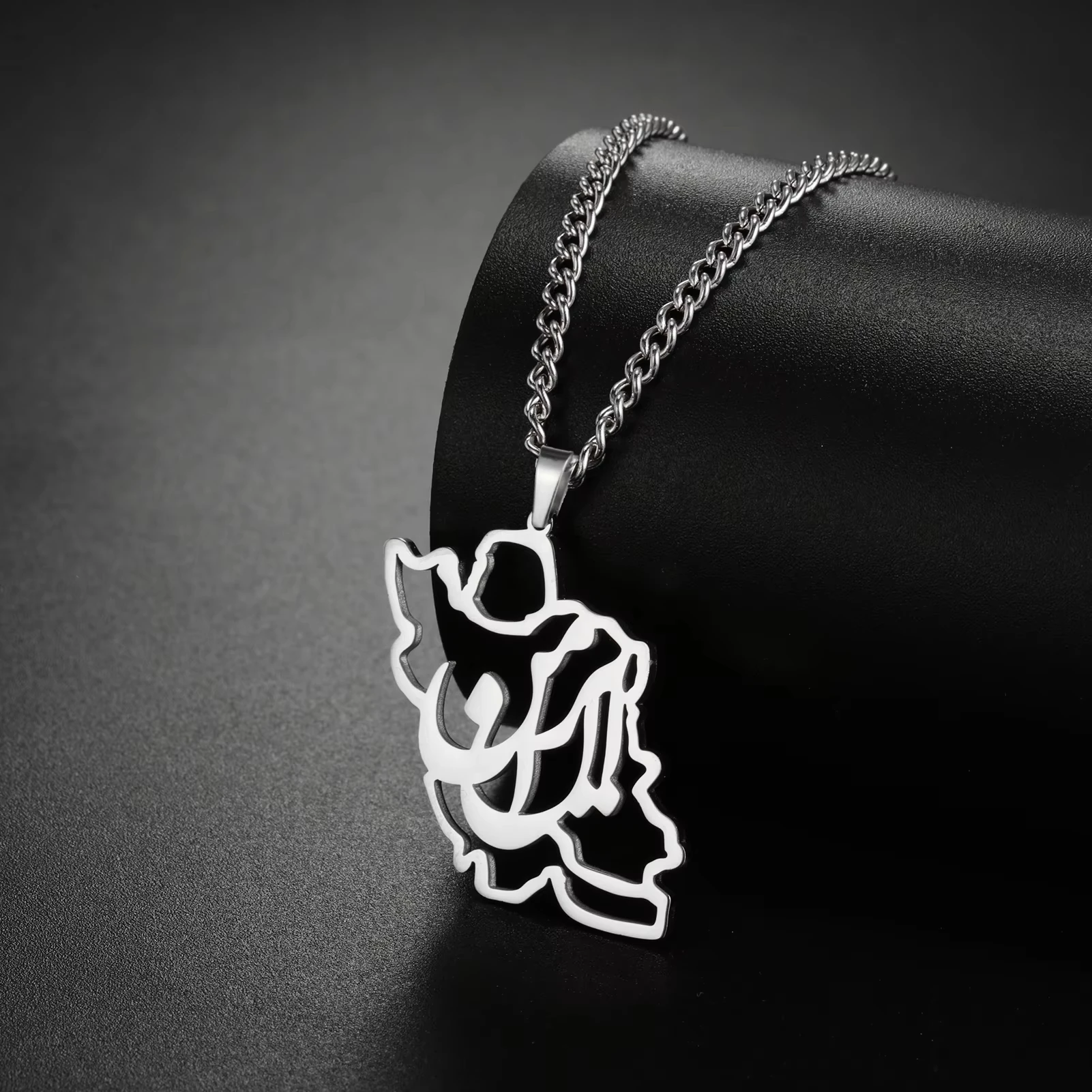 Stainless Steel Iran Map Persian Calligraphy Necklaces Jewelry Iranian Necklace for Men Women Gift