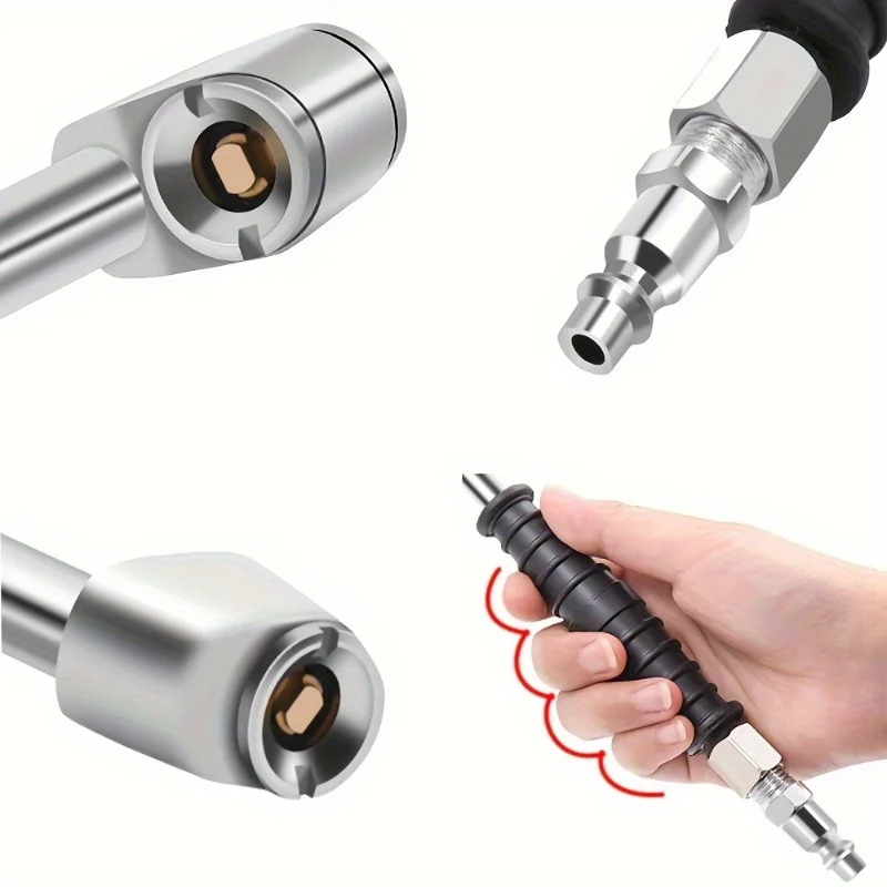 

Car Tire Inflator Lock On Air Chuck High Pressure Air Pump Nozzle Inflatable Dual-Head Chuck For Car Valve Tool