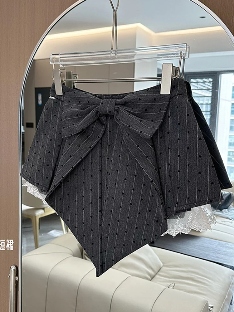 Sommer Frauen Ballett Kern Kpop Polka Dot Mini Bogen Rock gestreift y2k Gyaru Spitze Patchwork Coquette 1920er Jahre Streetwear koreanisches Design