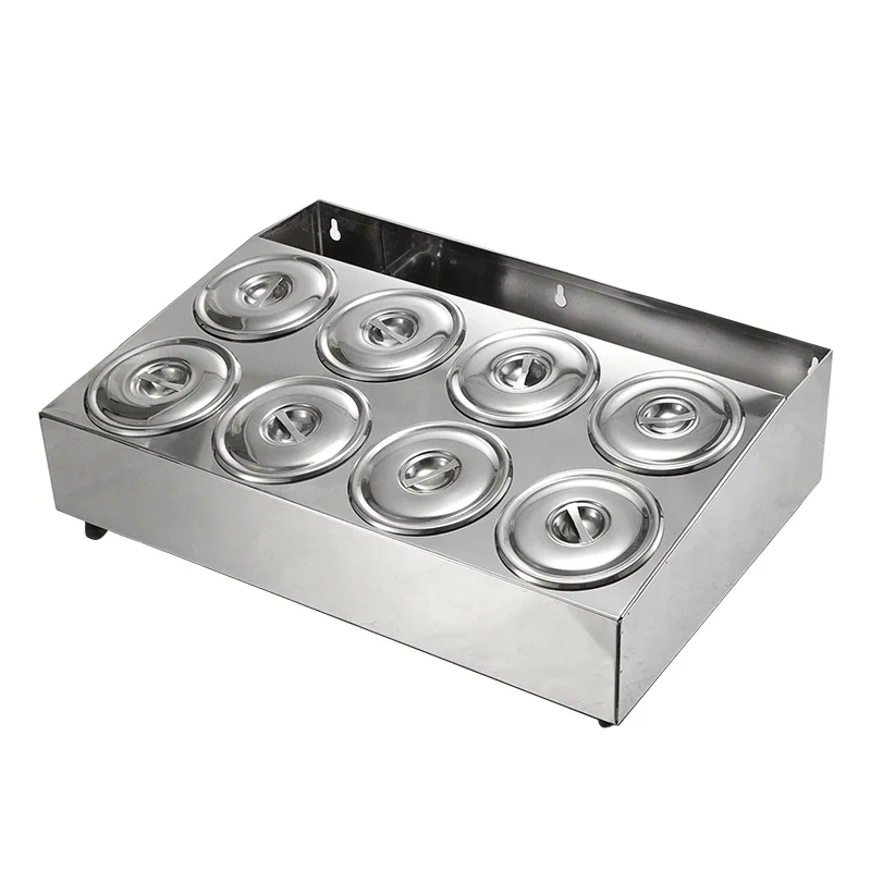 Stainless steel multi grid sauce box Western style sauce seasoning rack set Hot pot restaurant ingredient special rack