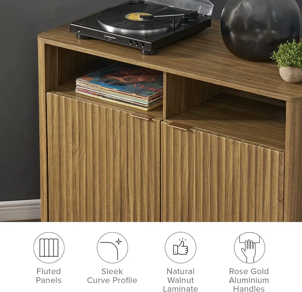 미드 센추리 모던 뷔페, 엔터테인먼트 센터, 문과 선반이 있는 보관 캐비닛, 55인치 TV 스탠드용 미디어 캐비닛