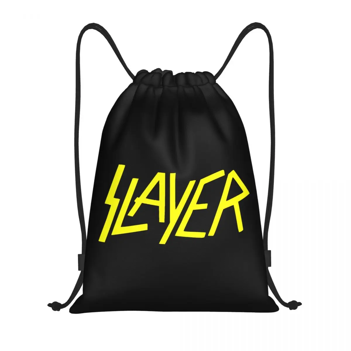 Custom Yellow Heavy Slayers Thrash Metal Drawstring Bags for Training Yoga Backpacks Men Rock Roll Band Sports Gym Sackpack