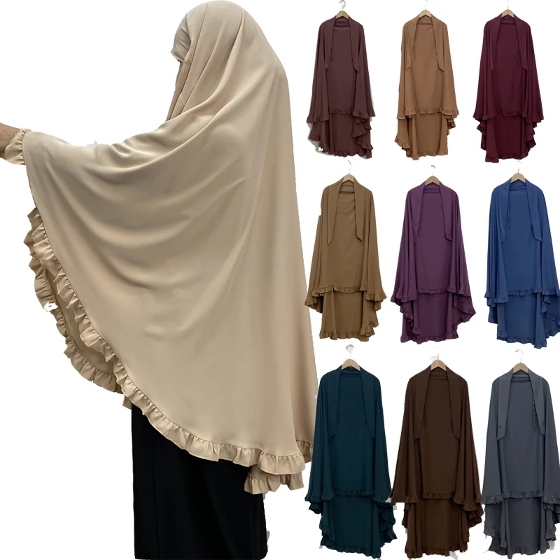 

Long Khimar Ramdan Eid Muslim Long Hijab Headcarf Women One Piece Khimars Jubha Islamic Clothing Hijabs Musulman Prayer Garment