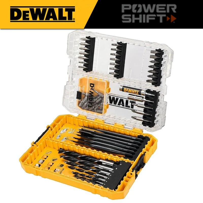 DEWALT DT70758 57 Piece Twist Drill Bit Screwdriver Set Brad Point TORX 57 Piece Woodworking Flat Drill Power Tool Accessories