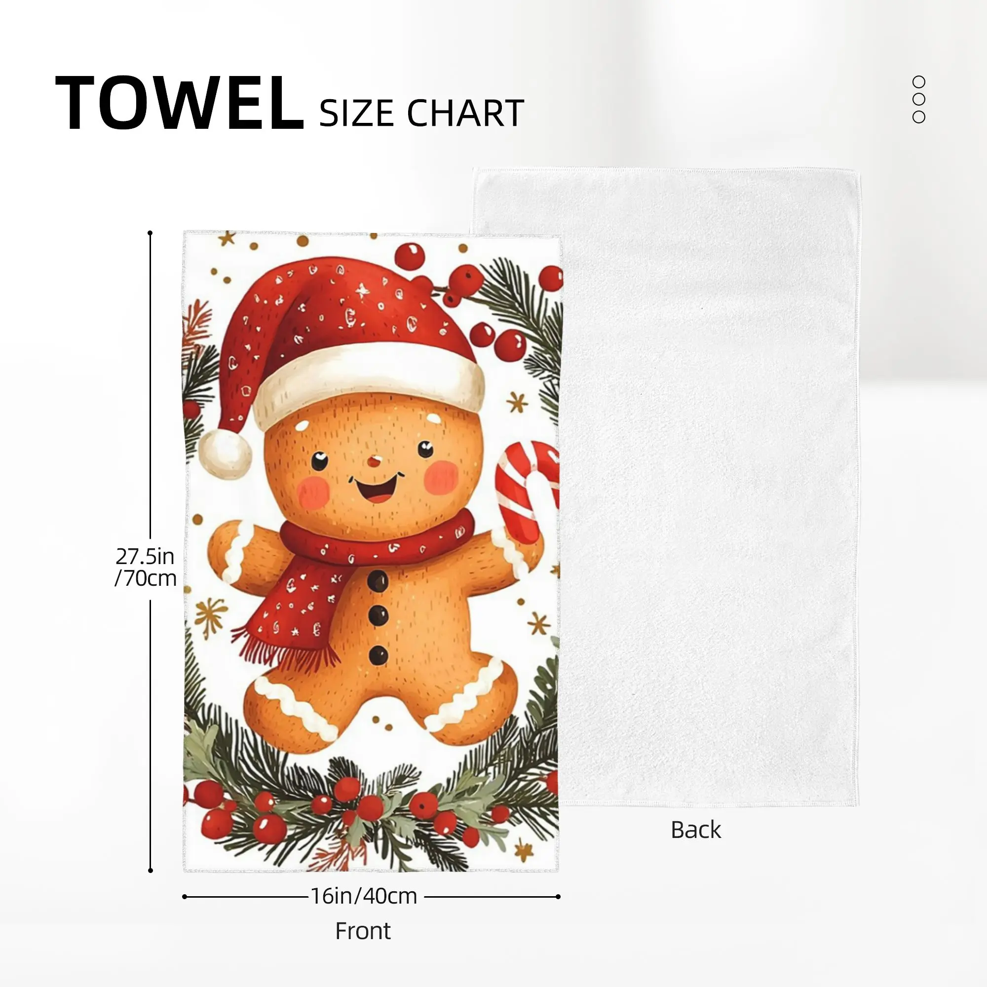 Custom Holly Jolly Gingerbread Soft Face Towel Quick Dry Pool Bath Cotton Towels Breathable